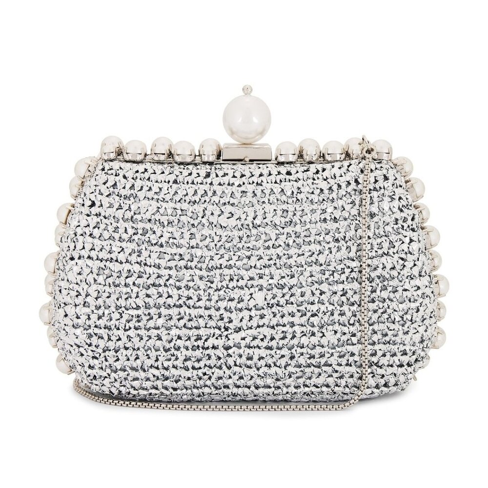 BTB Los Angeles Amelie Metallic Clutch in Silver REVOLVE PEARL PURSE